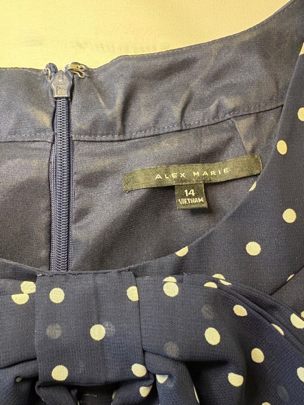 Alex Marie Navy and White Polka Dot‎ Halter Dress Size 14 - Picture 8 of 8